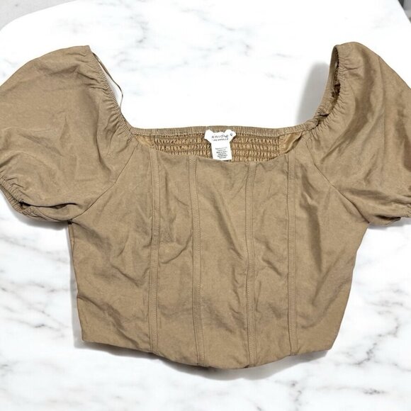 Kirious Crop Top Corset Style Tan Summer Festival Top size large - Picture 1 of 8